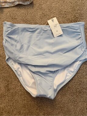 Coral Reef Light Blue High-Waist Bikini Bottom - M
